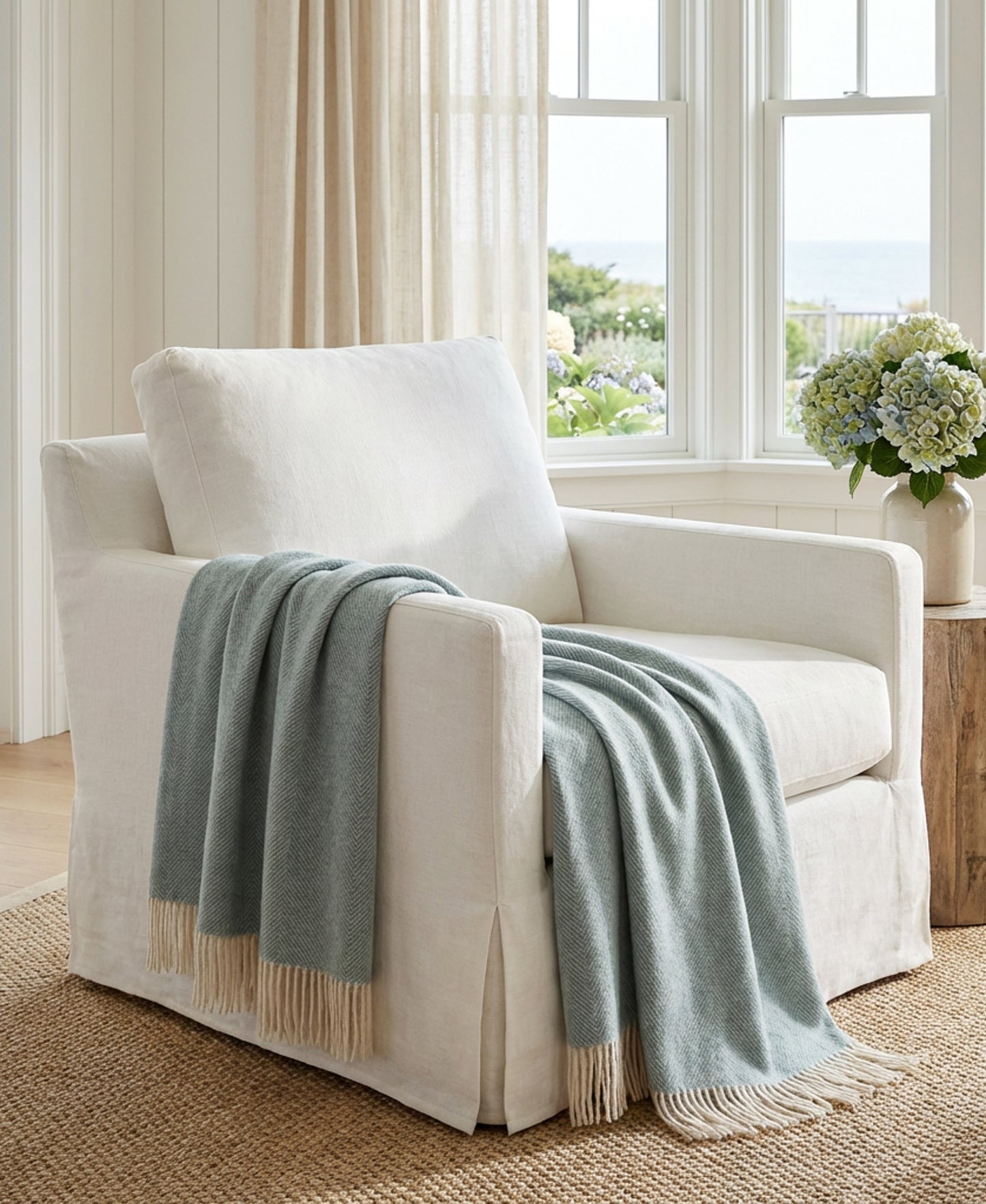 Southampton Home Shetland Lambswool Herringbone Throw – Robin's Egg | Woven in England-Throws and Blankets-[bar code]-Prince of Scots
