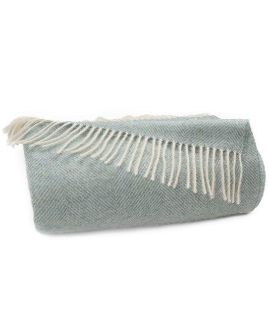 Southampton Home Shetland Lambswool Herringbone Throw – Robin's Egg | Woven in England-Throws and Blankets-[bar code]-Prince of Scots