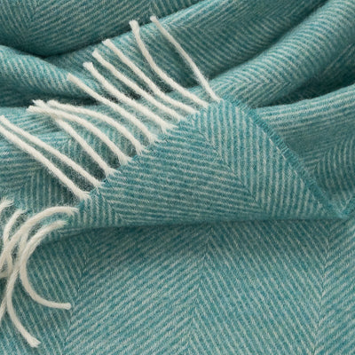 Southampton Home Shetland Lambswool Herringbone Throw – Sea Glass | Woven in England-Throws and Blankets-[bar code]-Prince of Scots