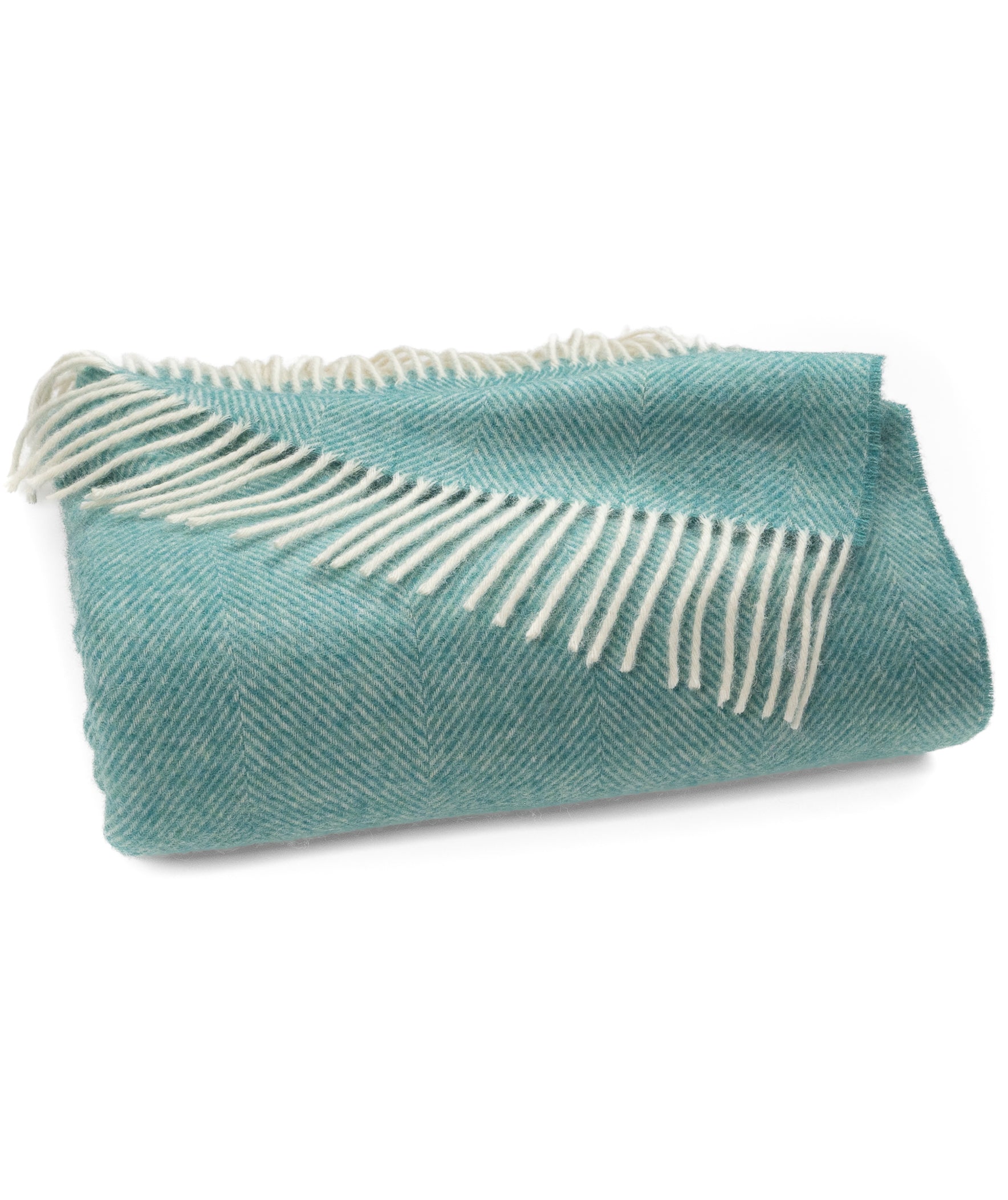 Southampton Home Shetland Lambswool Herringbone Throw – Sea Glass | Woven in England-Throws and Blankets-[bar code]-Prince of Scots