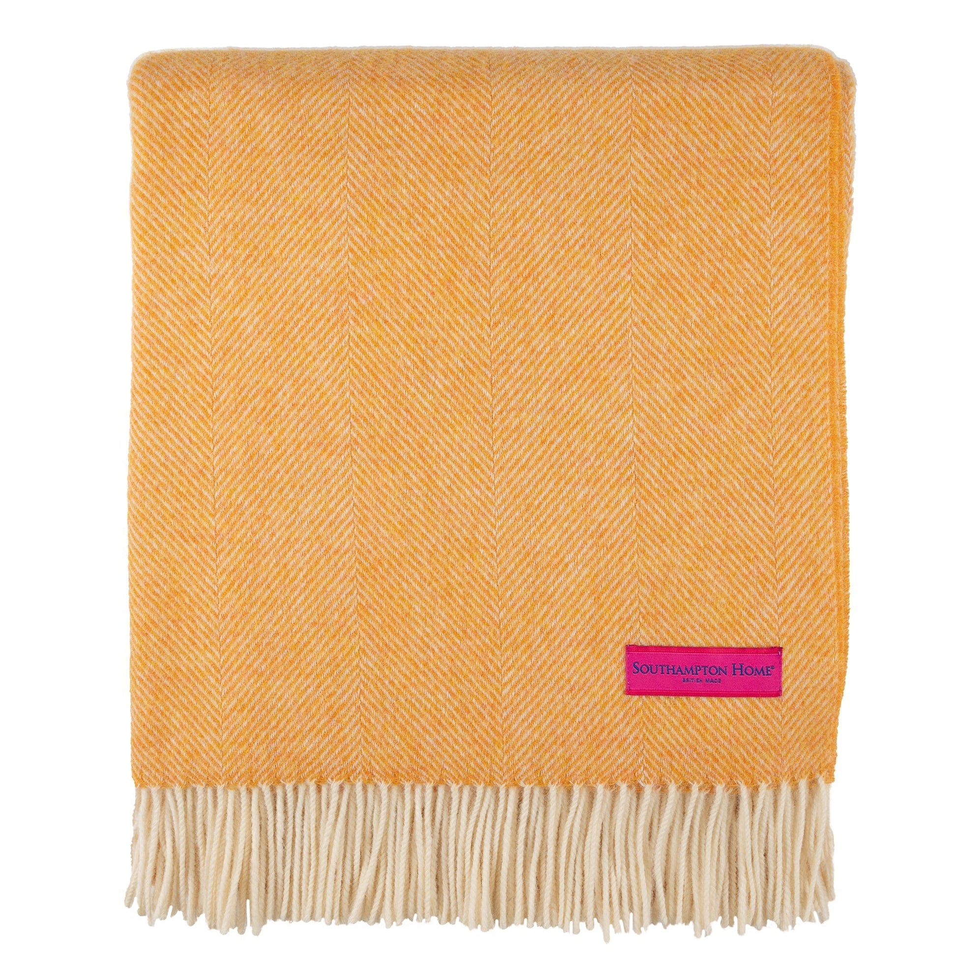 Southampton Home Wool Herringbone Throw (Tangerine)-Throws and Blankets-[bar code]-TangerineShetland-Prince of Scots