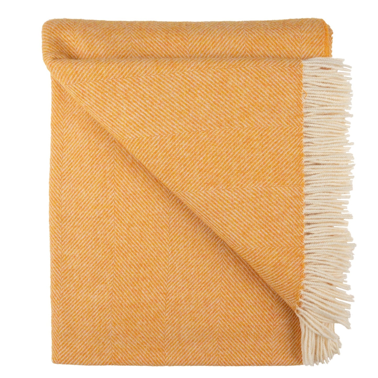 Southampton Home Wool Herringbone Throw (Tangerine)-Throws and Blankets-[bar code]-TangerineShetland-Prince of Scots