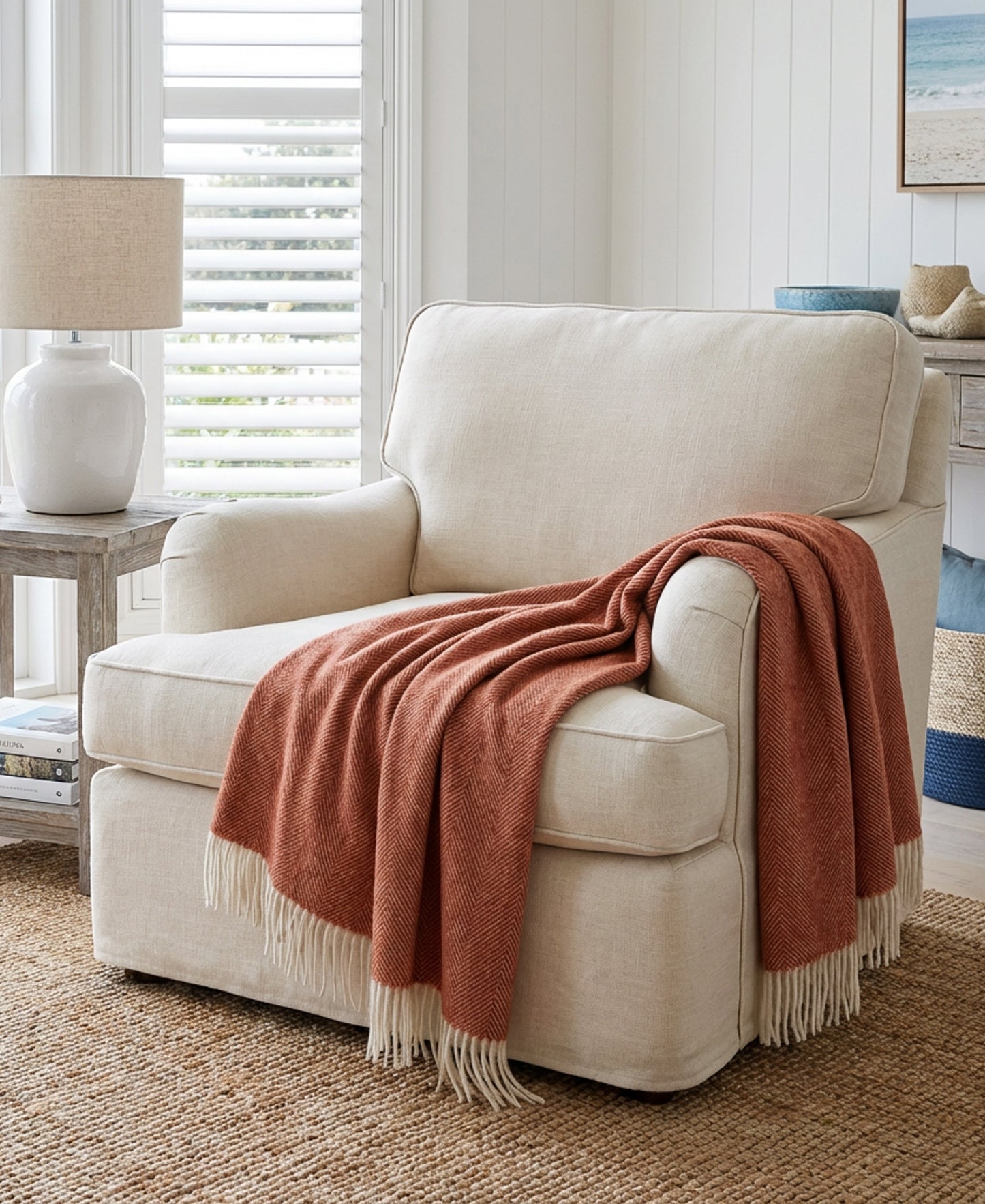 Southampton Home Shetland Lambswool Herringbone Throw – Terracotta | Woven in England-Throws and Blankets-[bar code]-Prince of Scots