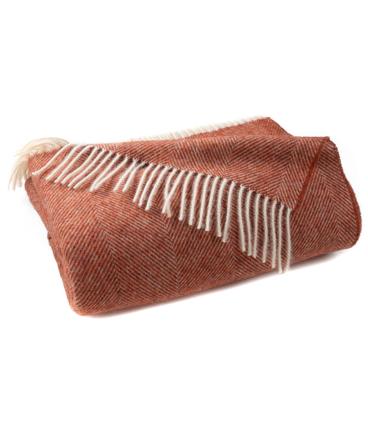 Southampton Home Shetland Lambswool Herringbone Throw – Terracotta | Woven in England-Throws and Blankets-[bar code]-Prince of Scots