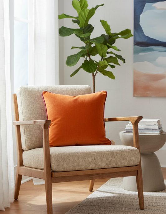 Southampton Home Velvet Pillow 22" x 22" ~ Orange-Throw Pillows-[bar code]-Prince of Scots