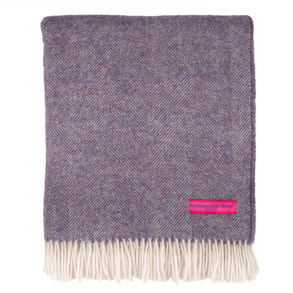 Southampton Home Wool Herringbone Throw (Lavender)-Throws and Blankets-[bar code]-Q028001-18-Prince of Scots