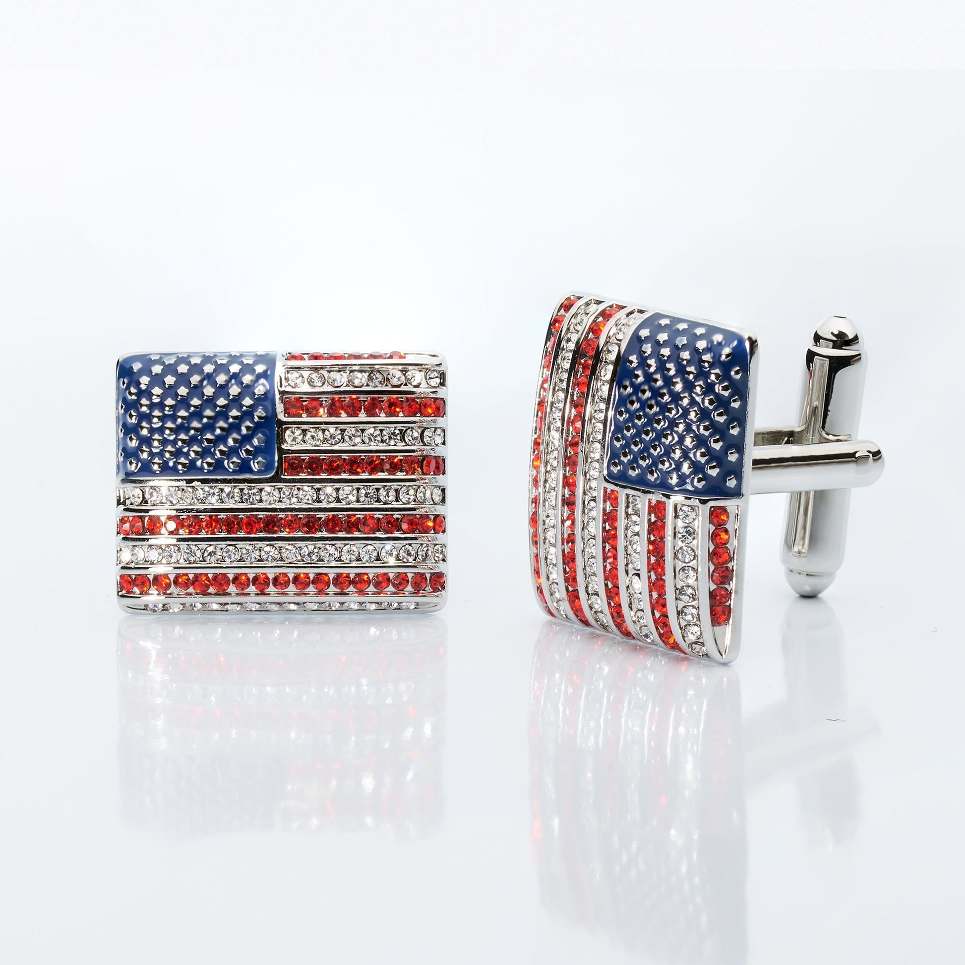 Stars & Stripes Crystal Cufflinks-Gifts-[bar code]-CrystalStars&Stripes-Prince of Scots