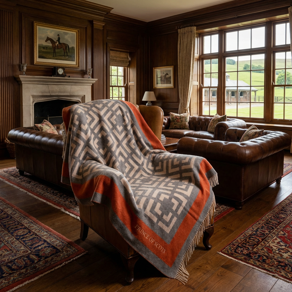 The Champion Links Throw – Extra-Fine Italian Merino Wool | 56" x 72"-Throws and Blankets-[bar code]-Prince of Scots