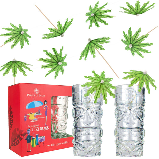 The Original Tiki Glass Party in a Box-Tumblers-Prince of Scots-810032752613-TikiTumblerwPalms-Prince of Scots