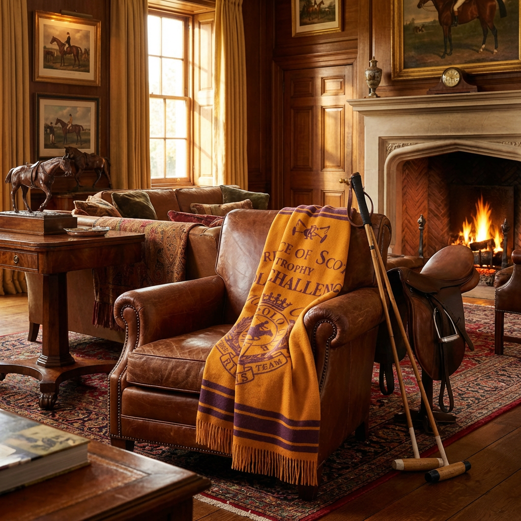 The Polo Challenge Throw – Extra-Fine Italian Merino Wool | 56" x 72"-Throws and Blankets-[bar code]-Prince of Scots