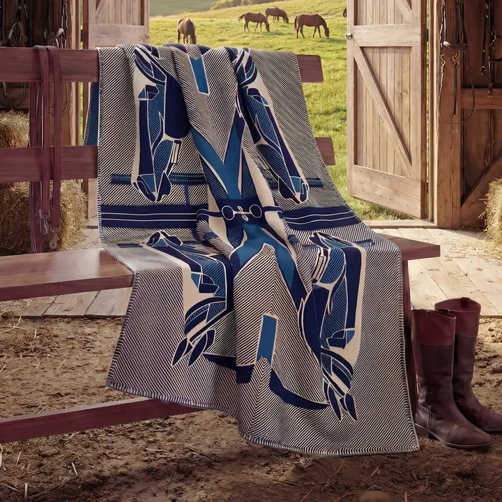 The Thoroughbred Throw – Extra-Fine Italian Merino Wool | 57" x 74" Blue-Throws and Blankets-[bar code]-Prince of Scots