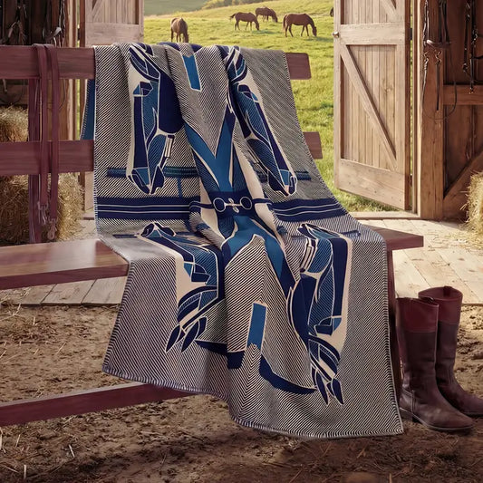 The Thoroughbred Throw – Extra-Fine Italian Merino Wool | 57" x 74" Blue-Throws and Blankets-[bar code]-Prince of Scots