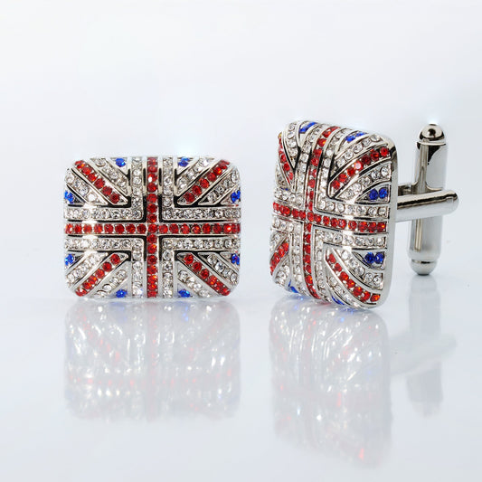 Union Jack Crystal Cufflinks-Gifts-[bar code]-CrystalUnionJack-Prince of Scots