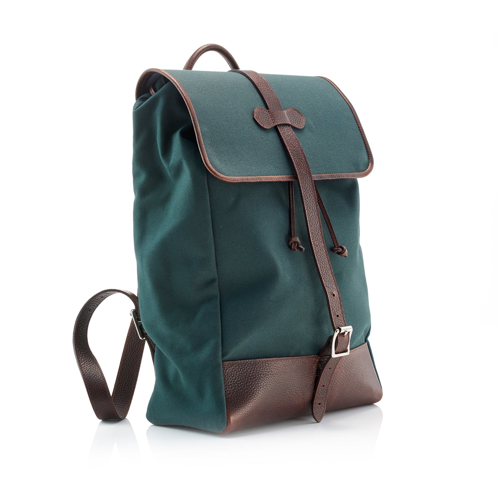 craftsman green canvas with leather trim backpack Wanderlust Cotswold Canvas Backpack ~ Classic Green