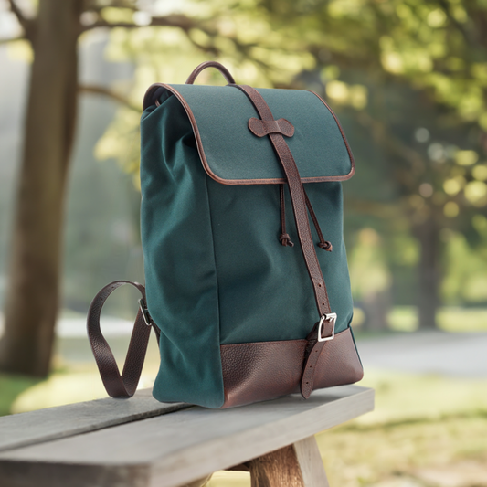 WANDERLUST Cotswold Canvas Backpack ~ Classic Green-Luggage-[bar code]-GreenCanvasBackPack-Prince of Scots