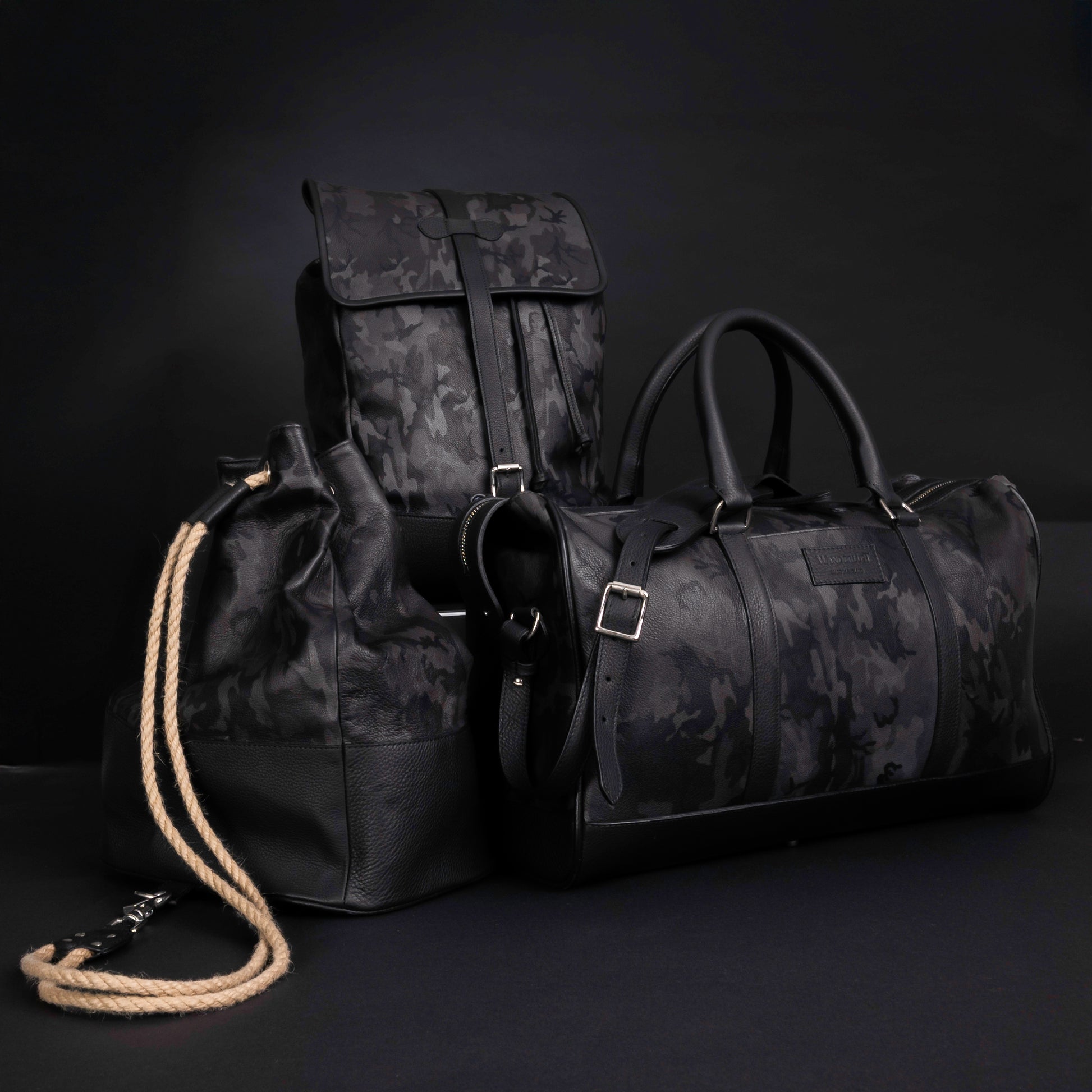 WANDERLUST Leather Duffle Bag ~ Grey Camo-Luggage-[bar code]-Prince of Scots