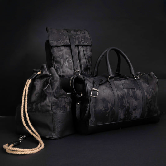 WANDERLUST Leather Duffle Bag ~ Grey Camo-Luggage-[bar code]-Prince of Scots