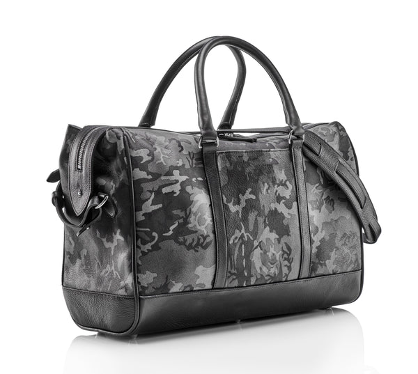 WANDERLUST Leather Weekender ~ Grey Camo-Luggage-[bar code]-GreyCamoWeekender-Prince of Scots