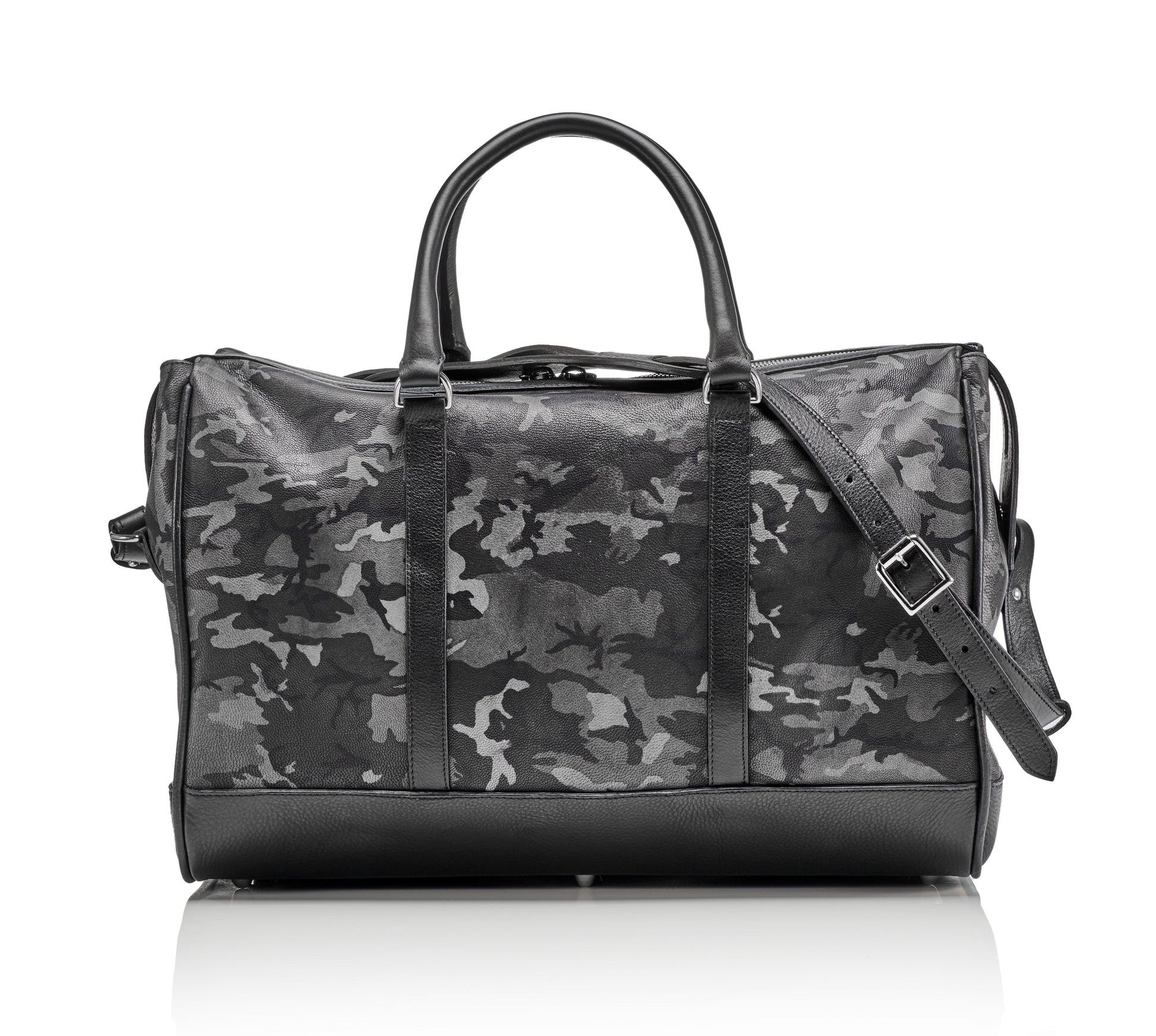 WANDERLUST Leather Weekender ~ Grey Camo-Luggage-[bar code]-GreyCamoWeekender-Prince of Scots