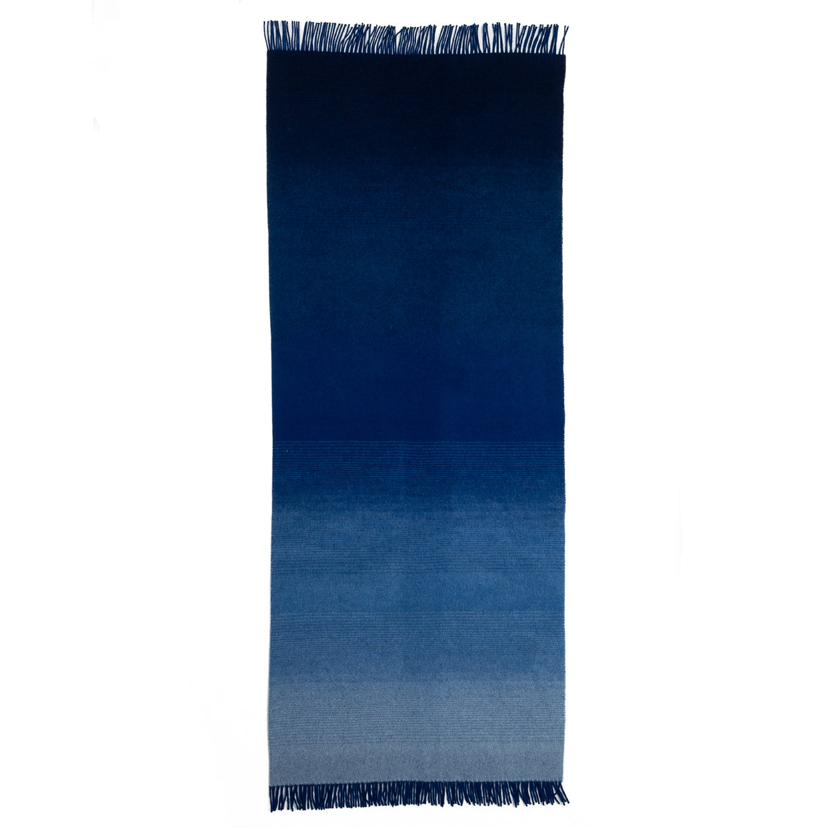 Whisper Ombre Merino Throw in Deep Water – Luxury Blue Gradient Blanket by Prince of Scots