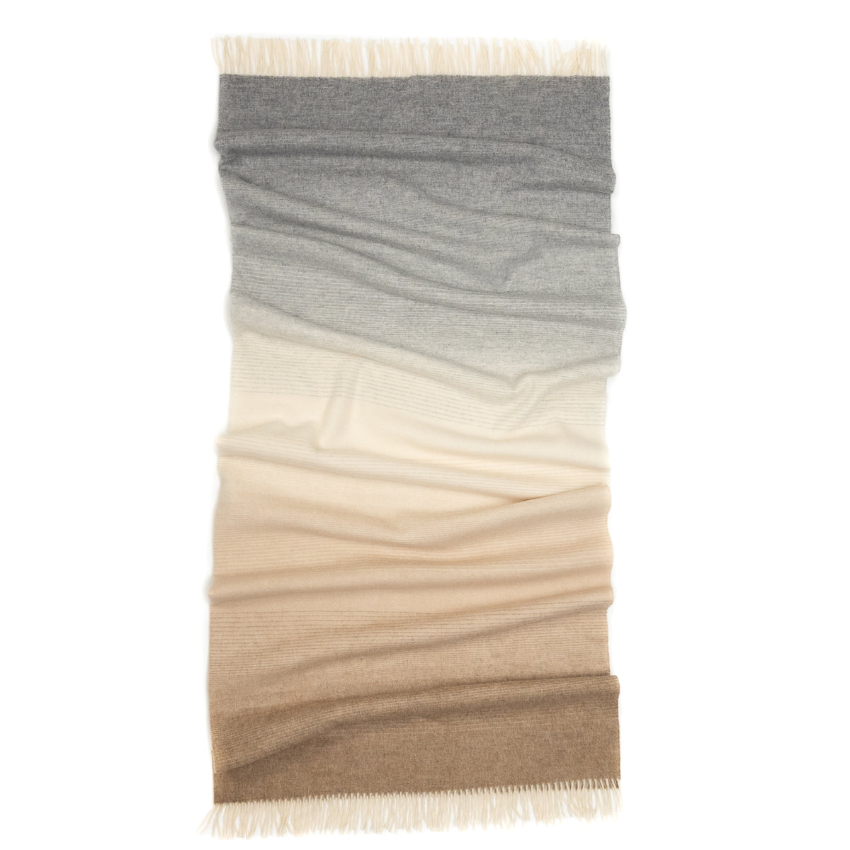 Whisper Ombre Merino Throw in Fog – Luxury Cream to Grey Gradient Blanket by Prince of Scots
