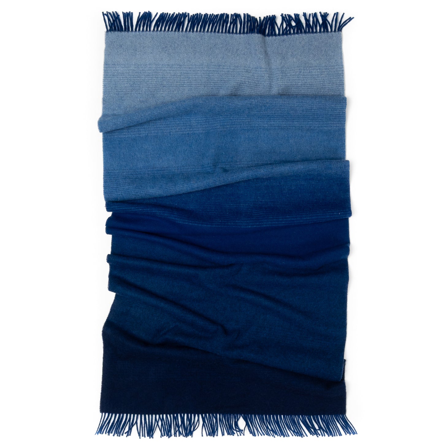Whisper Ombre Merino Throw in Deep Water – Luxury Blue Gradient Blanket by Prince of Scots