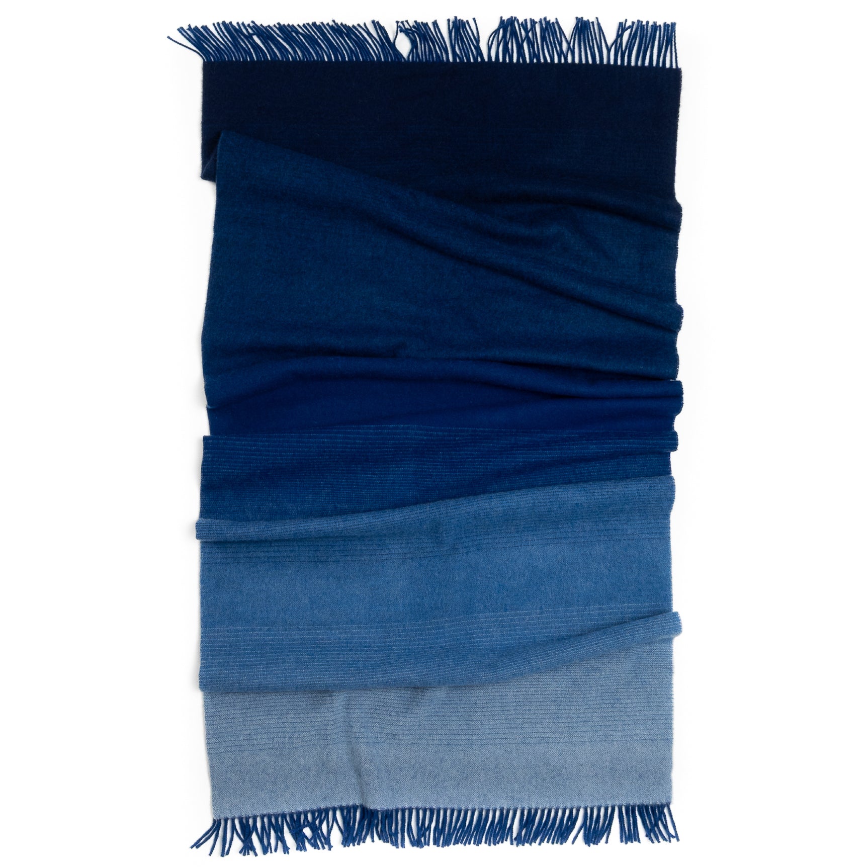 Whisper Ombre Merino Throw in Deep Water – Luxury Blue Gradient Blanket by Prince of Scots