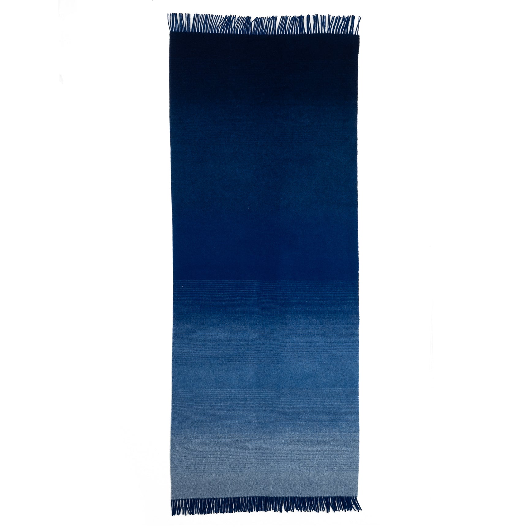 Whisper Ombre Merino Throw in Deep Water – Luxury Blue Gradient Blanket by Prince of Scots