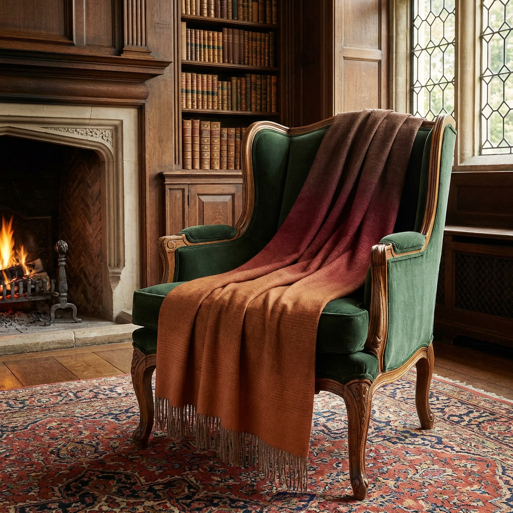 Whisper Ombre Merino Wool Throw – Ember | Prince of Scots-Throws and Blankets-[bar code]-Prince of Scots