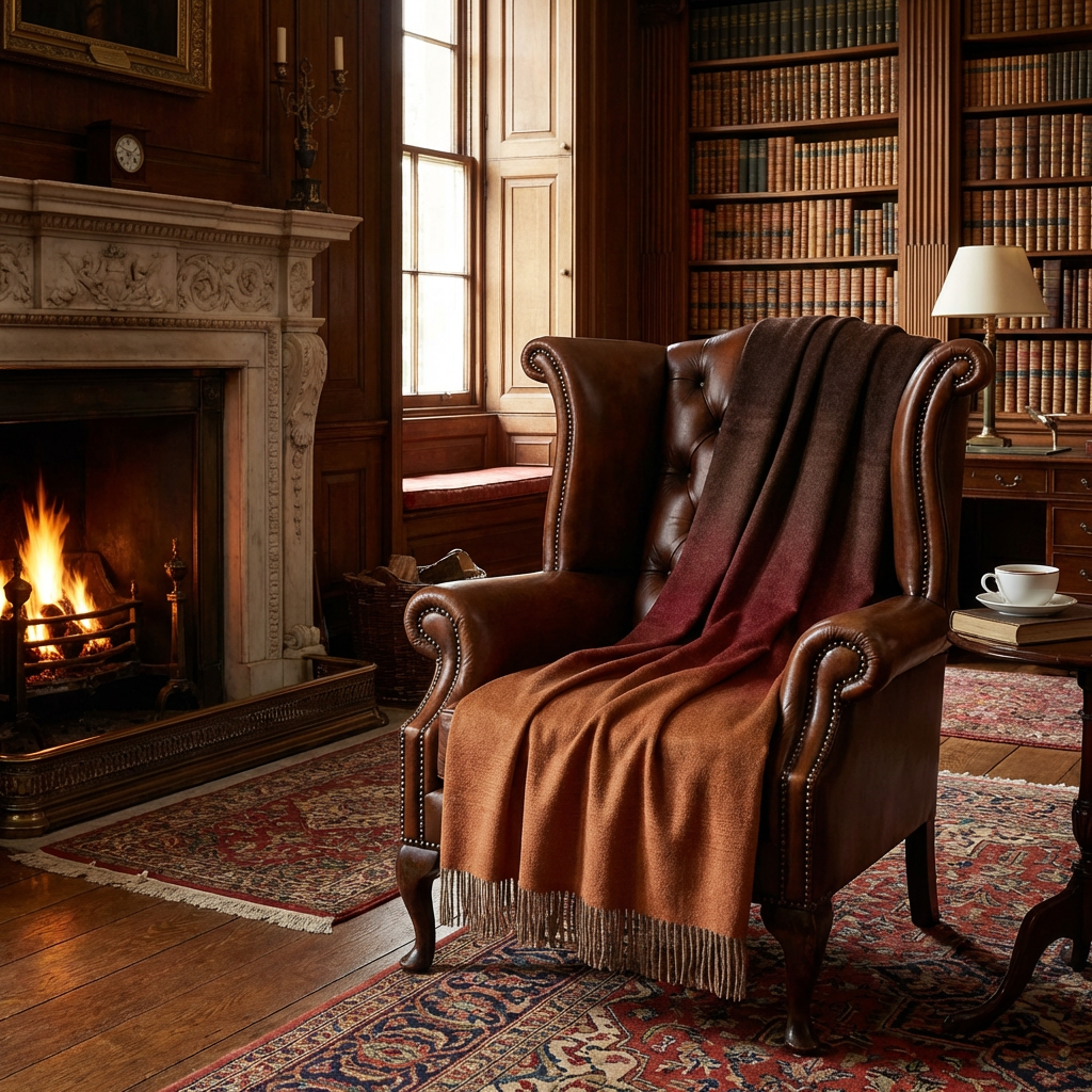 Whisper Ombre Merino Wool Throw – Ember | Prince of Scots-Throws and Blankets-[bar code]-Prince of Scots