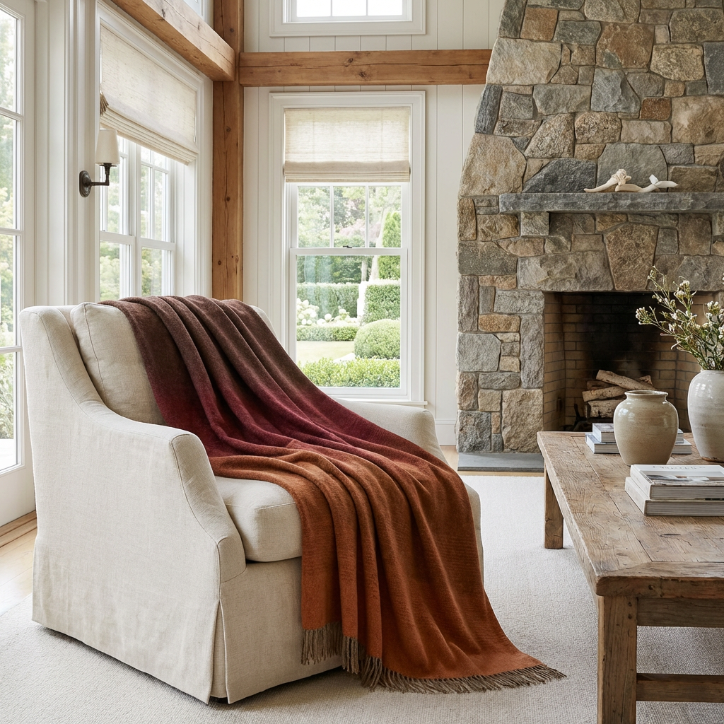 Whisper Ombre Merino Wool Throw – Ember | Prince of Scots-Throws and Blankets-[bar code]-Prince of Scots