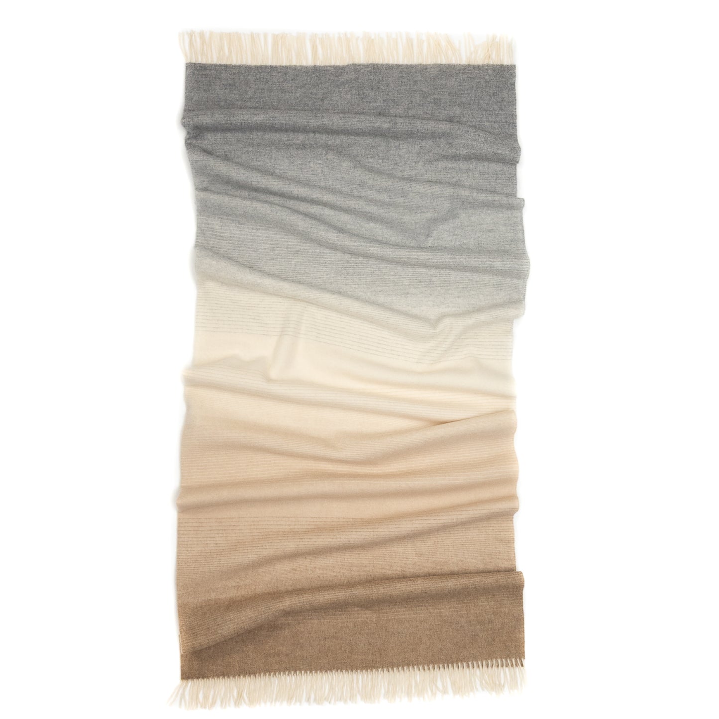 Whisper Ombre Merino Throw in Fog – Luxury Cream to Grey Gradient Blanket by Prince of Scots