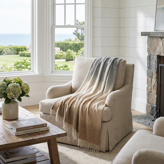 Whisper Ombre Merino Wool Throw – Fog | Prince of Scots-Throws and Blankets-[bar code]-Prince of Scots