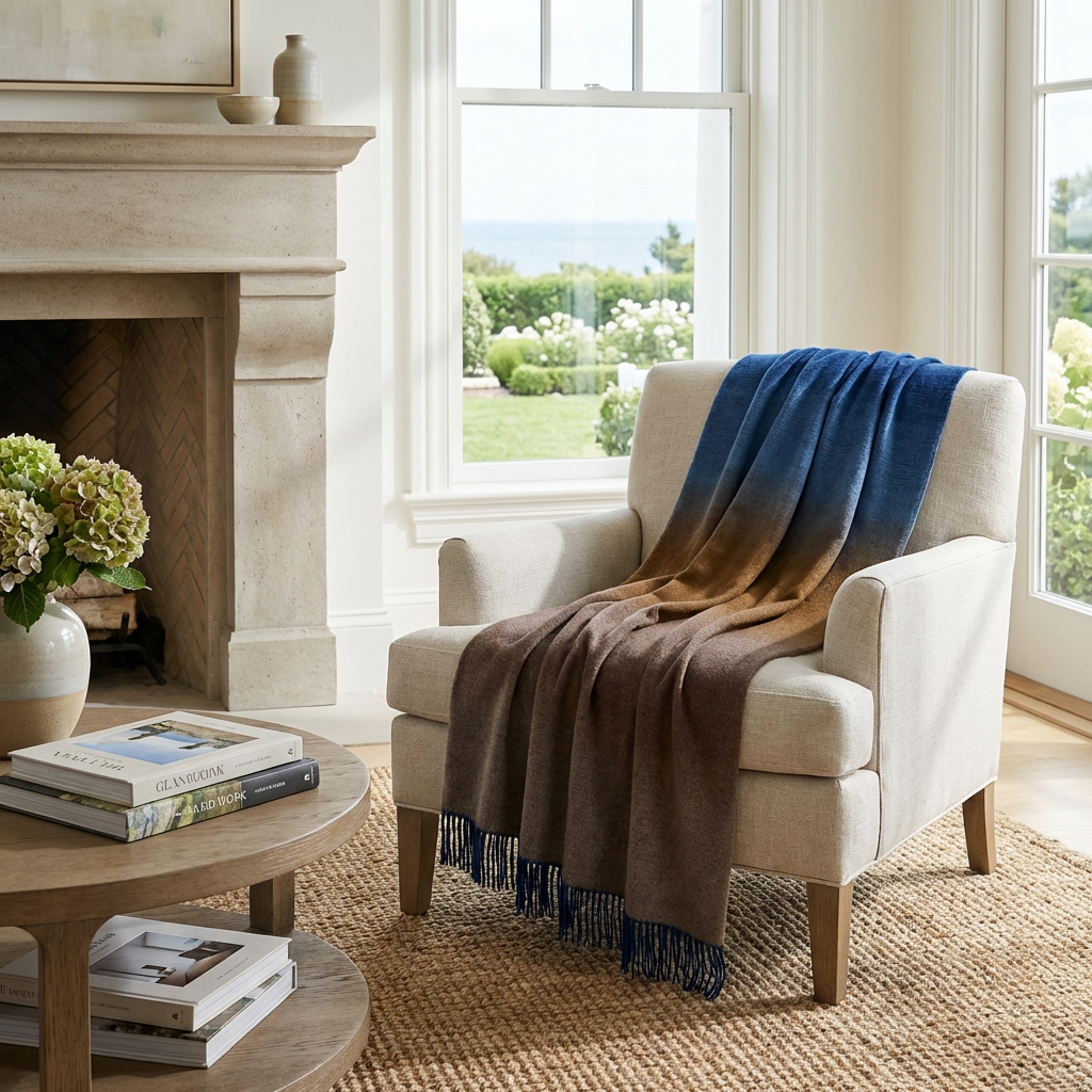 Whisper Ombre Merino Wool Throw – Horizon | Prince of Scots-Throws and Blankets-[bar code]-Prince of Scots