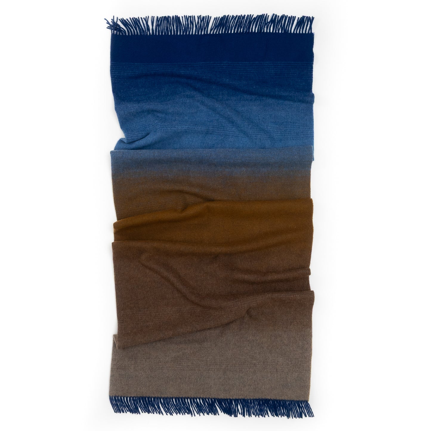 Whisper Ombre Merino Wool Throw in Horizon – Blue to Brown Gradient Luxury Blanket by Prince of Scots