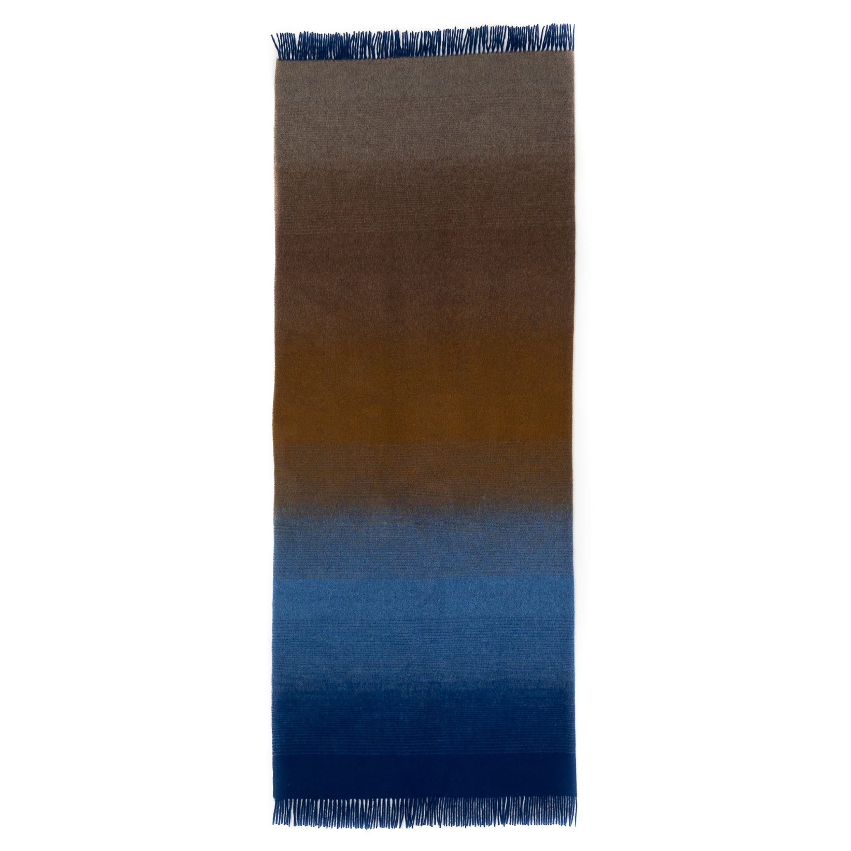 Whisper Ombre Merino Wool Throw in Horizon – Blue to Brown Gradient Luxury Blanket by Prince of Scots