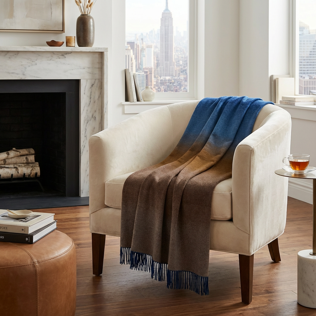 Whisper Ombre Merino Wool Throw – Horizon | Prince of Scots-Throws and Blankets-[bar code]-Prince of Scots