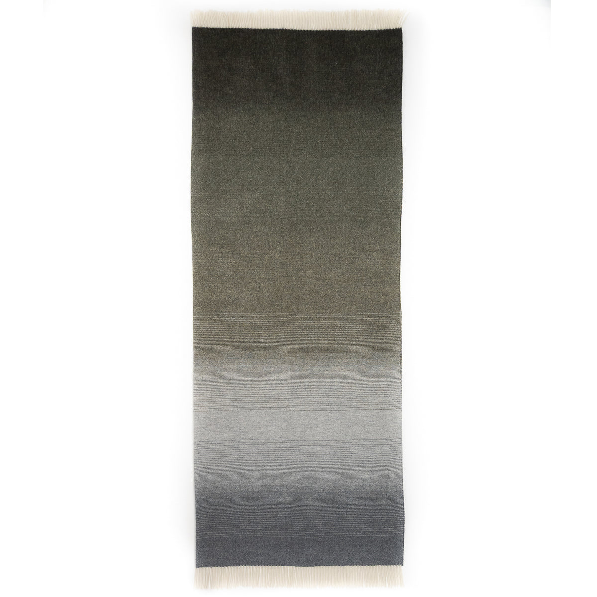 Whisper Ombre Merino Throw in Moss – Luxury Grey to Green Gradient Blanket by Prince of Scots