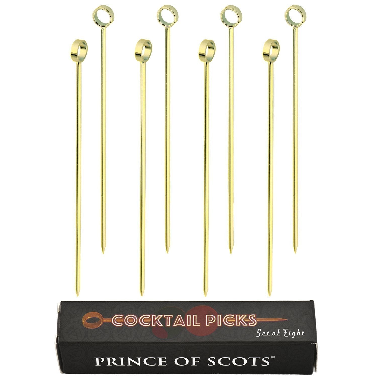 Prince of Scots 8-Pack Professional XL-Cocktail Picks (Gold)-Barware-Prince of Scots-Prince of Scots