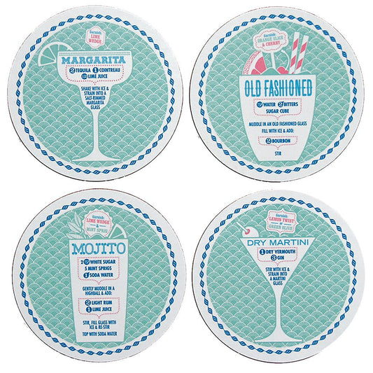 Classic Cocktails Coasters ~ Set of 4 ~-Barware-Stuart Gardiner Design-Prince of Scots