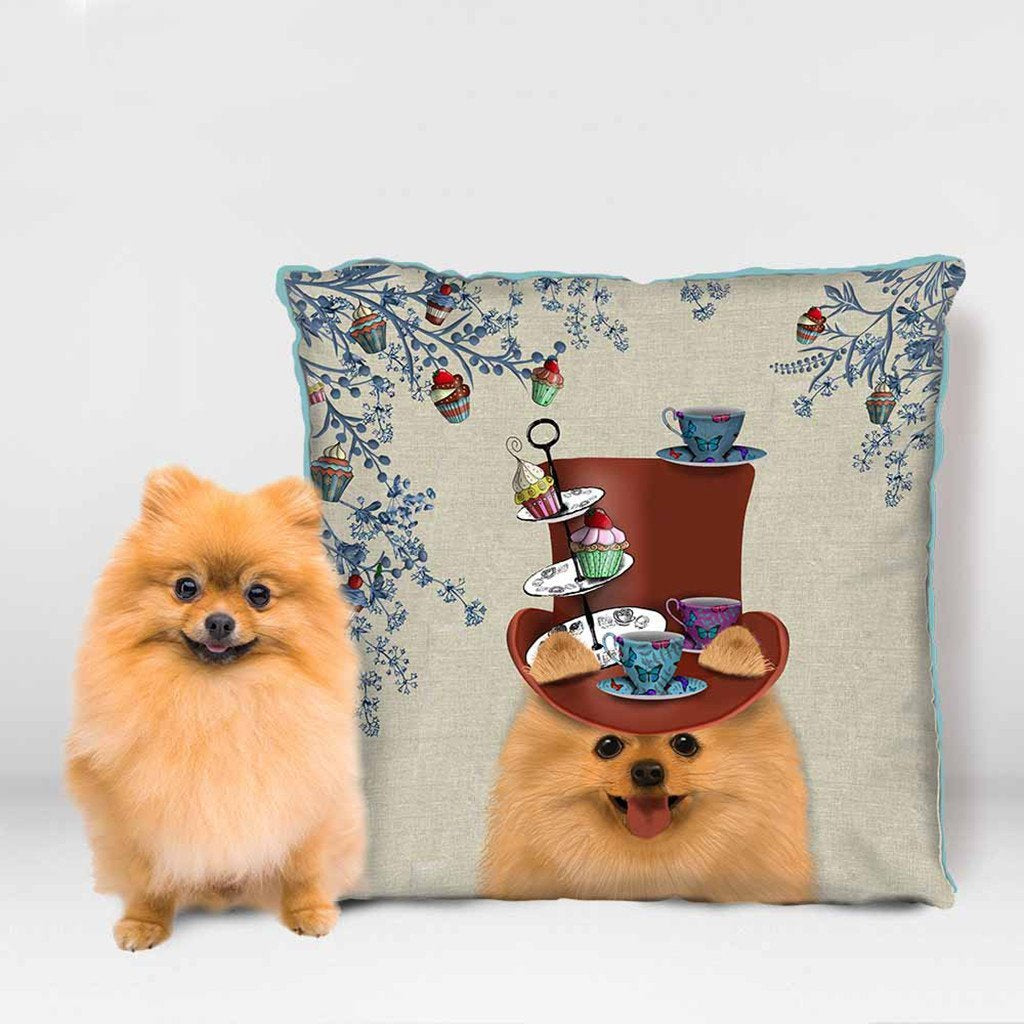 FabFunky Milliner Pomeranian Pillow ~ 18" x 18" ~-Pillows-FabFunky-Prince of Scots