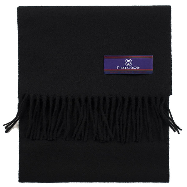 Prince of Scots Fringed Merino Wool Scarf (Black)-scarf-Prince of Scots-PrinceBlack-810032759759-Prince of Scots