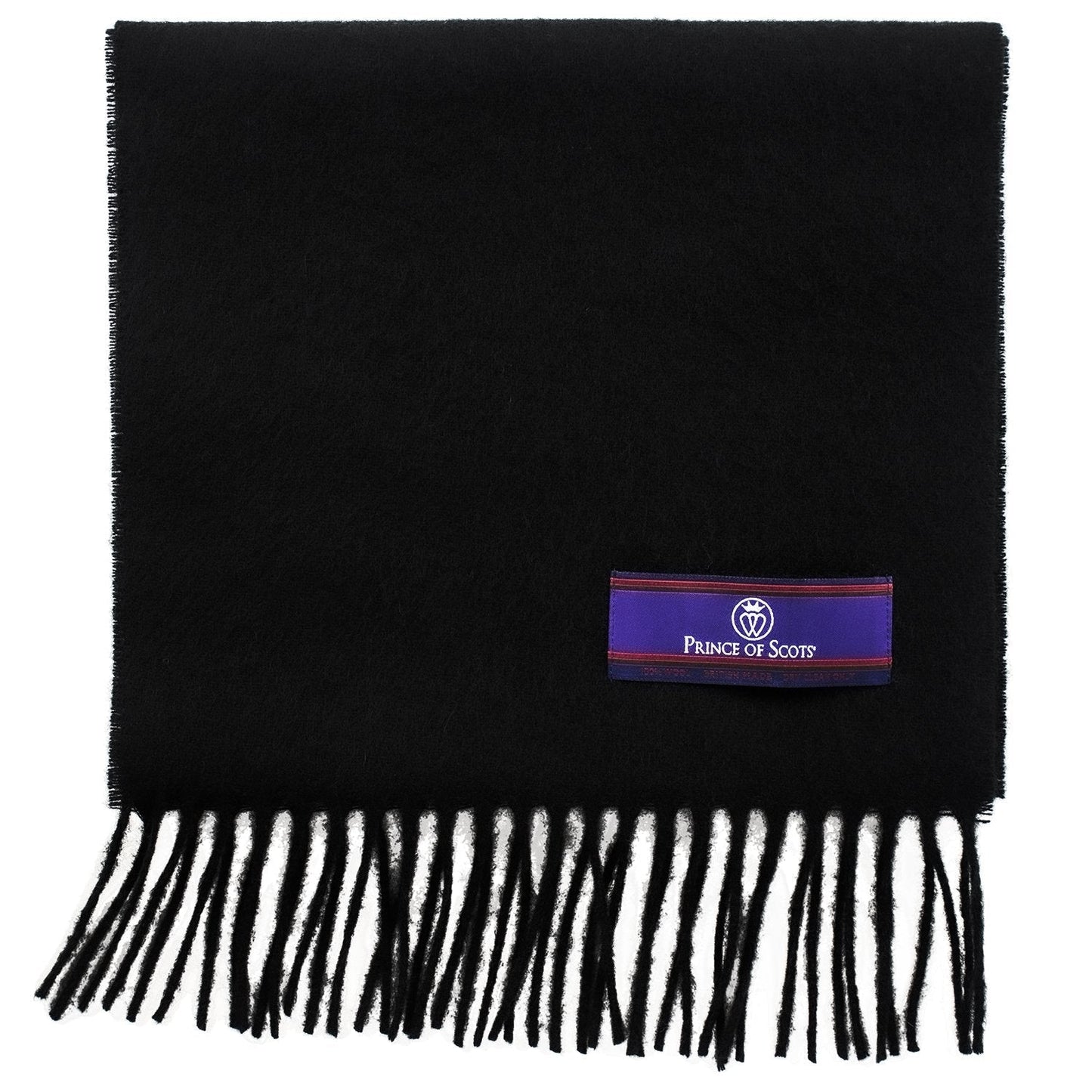 Prince of Scots Fringed Merino Wool Scarf (Black)-scarf-Prince of Scots-PrinceBlack-810032759759-Prince of Scots