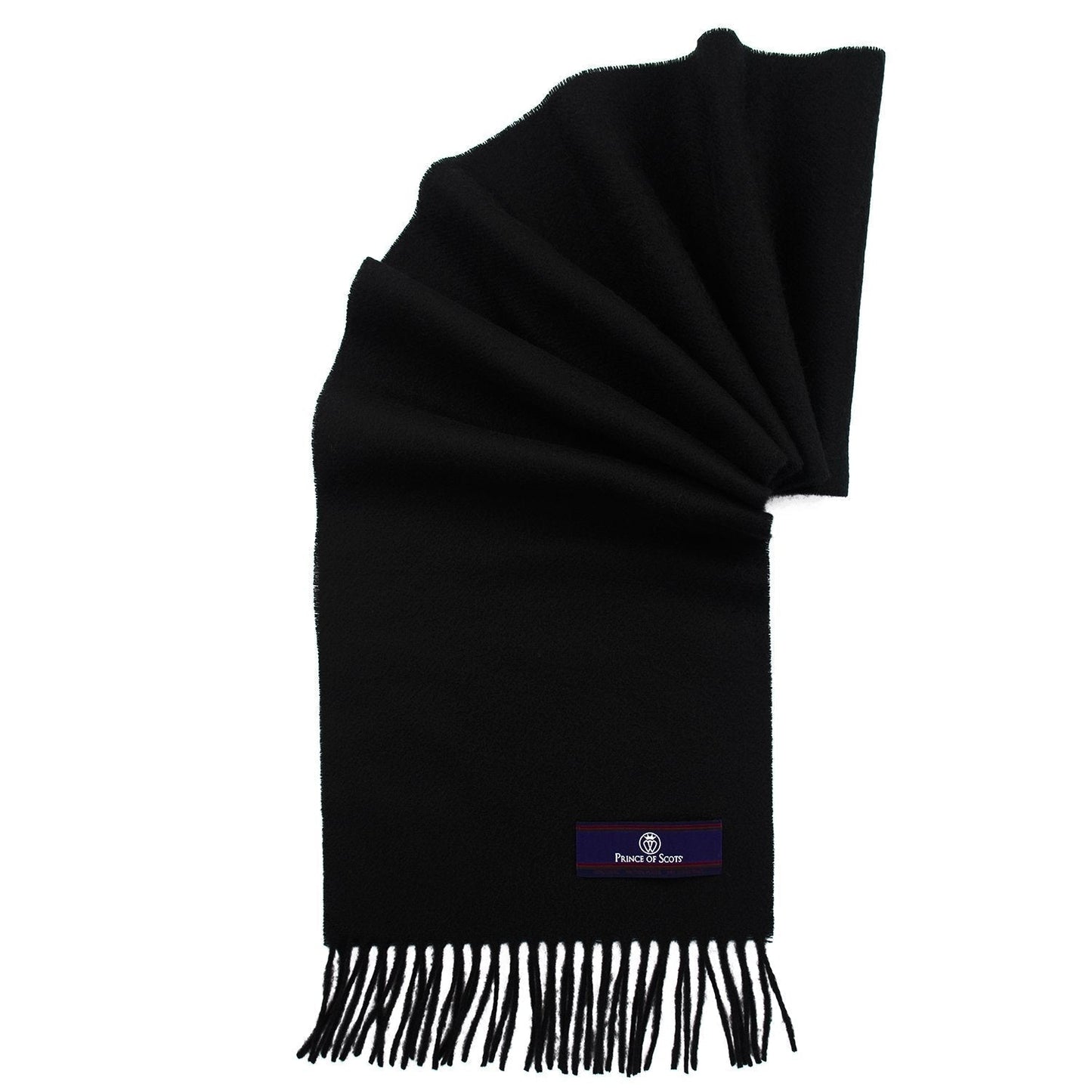 Prince of Scots Fringed Merino Wool Scarf (Black)-scarf-Prince of Scots-PrinceBlack-810032759759-Prince of Scots