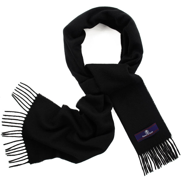 Prince of Scots Fringed Merino Wool Scarf (Black)-scarf-Prince of Scots-PrinceBlack-810032759759-Prince of Scots