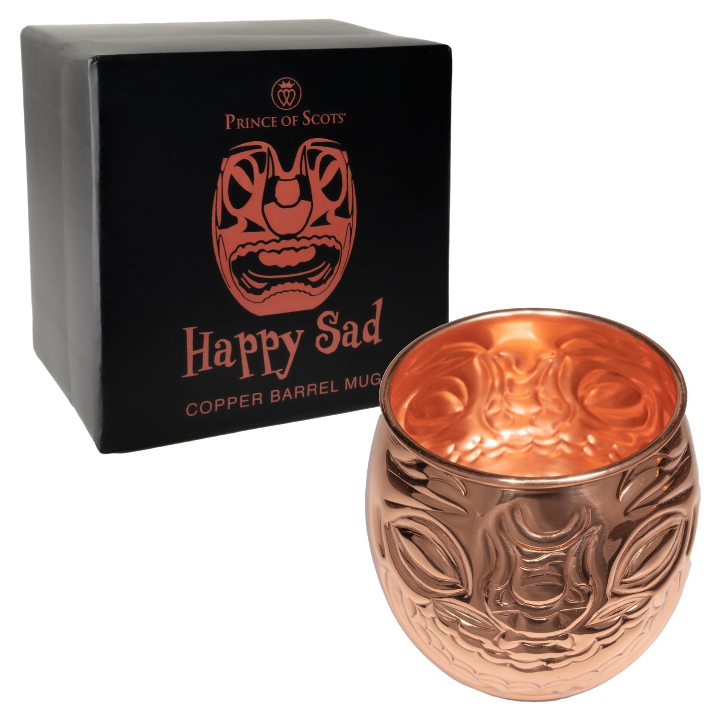 Prince of Scots Happy/Sad Copper Barrel Tiki Mug-Barware-810032752958-HappySadMug-Prince of Scots