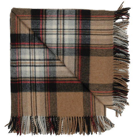 Prince of Scots Highland Tartan Tweed Merino Wool Throw ~ Camel Stewart ~-Throws and Blankets-Prince of Scots-Prince of Scots