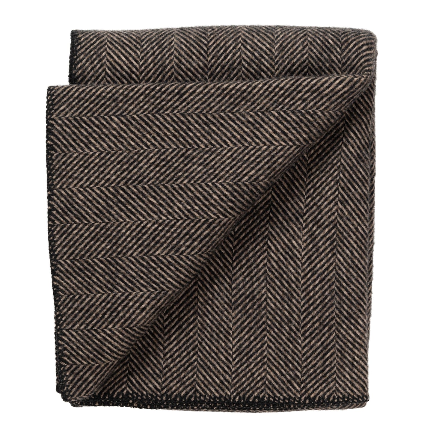 Highland Tweeds BIG Throw ~ Black Herringbone ~-Throws and Blankets-[bar code]-BlackBlanketStitch-Prince of Scots