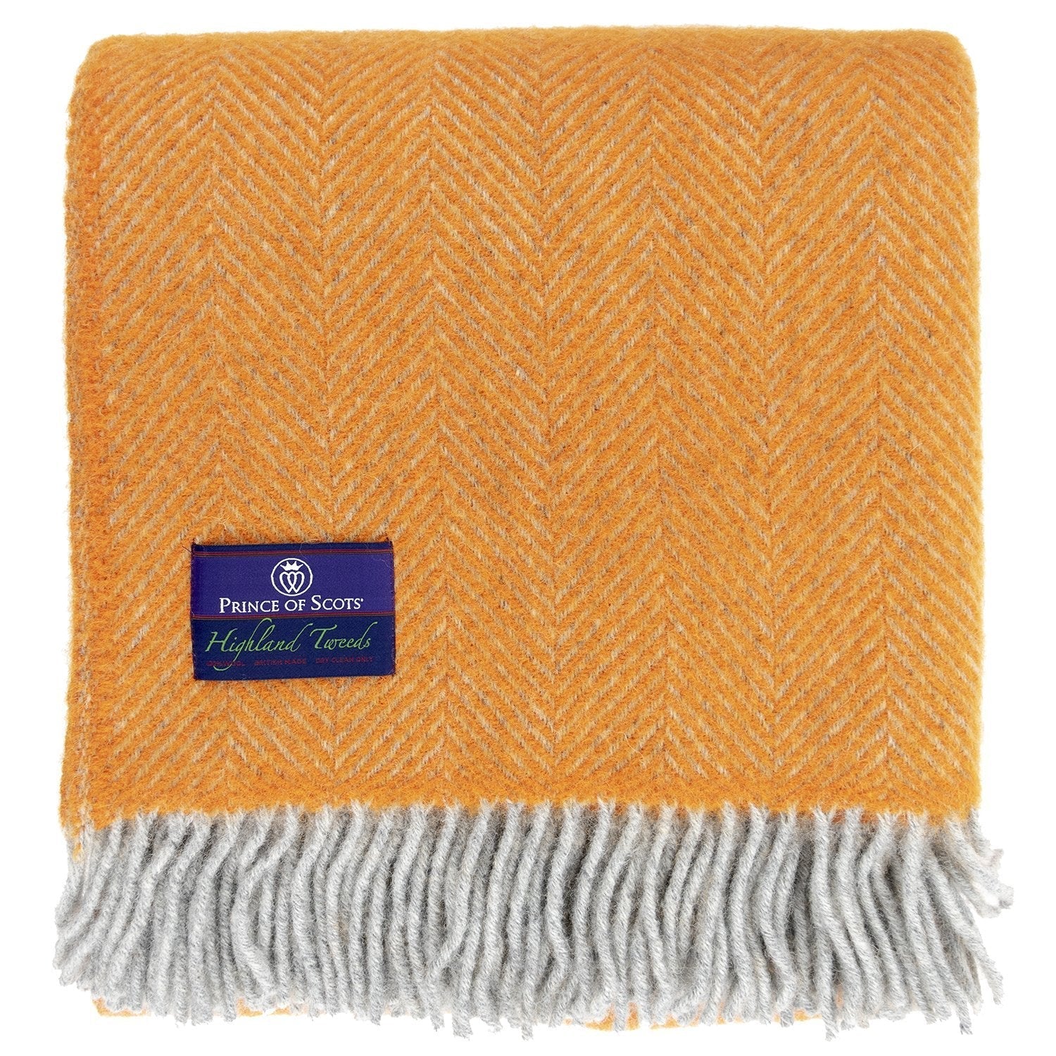 Highland Tweed Herringbone Pure New Wool Throw ~ Atomic Orange ~-Throws and Blankets-Prince of Scots-00810032750053-K4050030-029-Prince of Scots