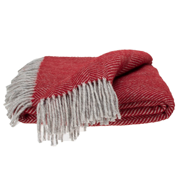 Highland Tweed Herringbone Pure New Wool Throw ~ Ruby Red ~-Throws and Blankets-810032752415-K4050030-030-Prince of Scots